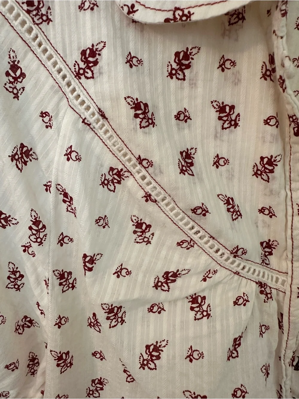 Pilcro Cream Blouse with Red Floral Border from Anthropologie - Picture 3 of 6